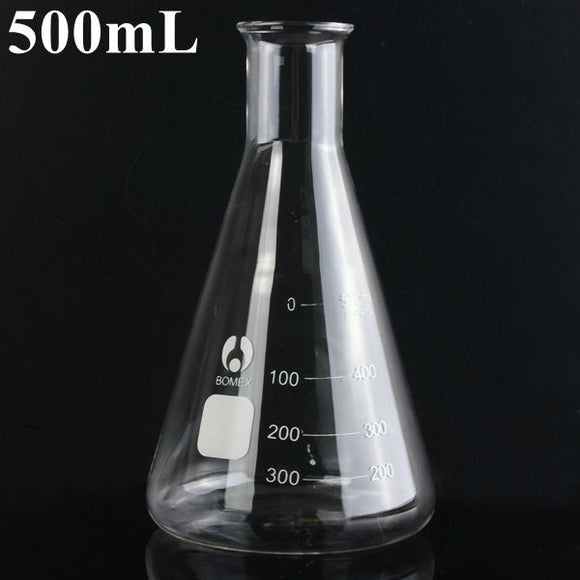 500ml Graduated Narrow Mouth Glass Erlenmeyer Flask Conical Flask 29/40 Ground Joints