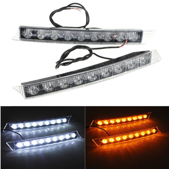 9LED Daytime Running Driving White DRL Turn Signal LED Lights