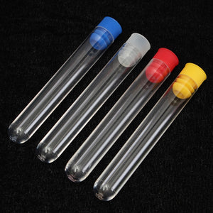 10pcs Round Bottom Clear Plastic Test Tube With Cap Stopper 16X100mm