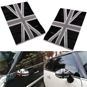 2Pcs Black Union Jack Flag Vinyl Mirrors Stickers For Mini Cooper