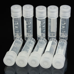 10pcs 2ml Graduated Plastic Cryovial Cryogenic Vial Tube Self Standing With Cap