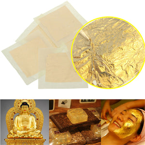 5pcs 24K Genuine Pure Gold Foil Leaf Gilding Sheets Set Crafts Decor Mask Paste 4x4cm