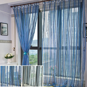 100x200cm Chenille Stripe Window Screening Balcony Bedroom Window Curtain