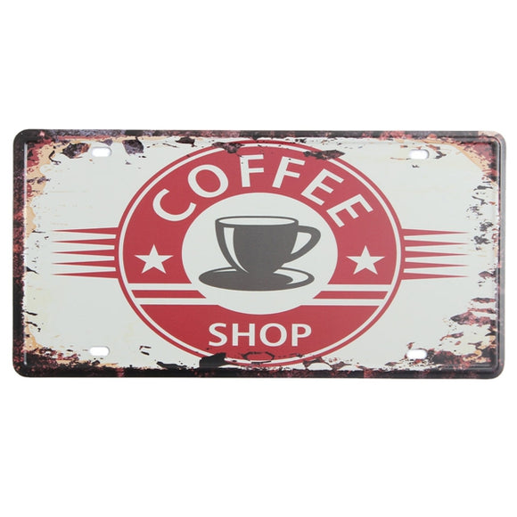 Coffee License Plate Tin Sign Vintage Metal Plaque Poster Bar Pub Home Wall Decor