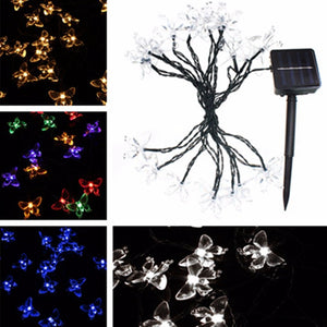 4.8M 20 LED Solar Waterproof Butterfly Fairy Light String Outdoor Xmas Party Garden Decor