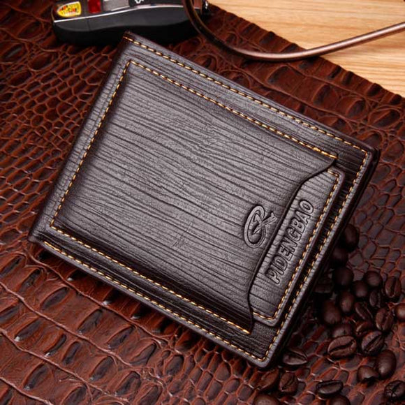 Men Fashion PU Leather Male Multifunctional Short Wallet Black Brown Coffee Slim Wallet