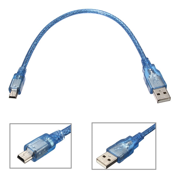 30CM Blue Male USB 2.0A To Mini Male USB B Cable For Arduino