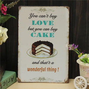 Love Cake Sheet Metal Drawing Retro Metal Painting Pub Club Cafe Poster Sign Tin Decor