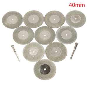 10pcs 40mm Diamond Grinding Wheel Cutting Disc with 2 Mandrels for Dremel Rotary Tool