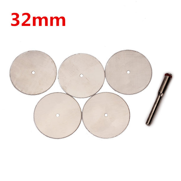5Pcs 32mm Stainless Steel Slice Metal Cutting Disc with 1 Mandrel for Dremel Rotary Tools