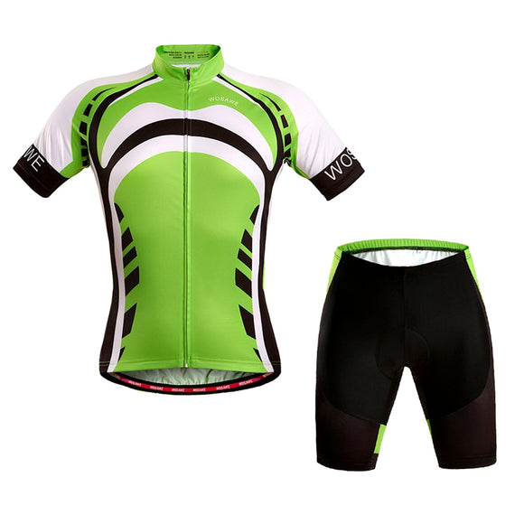 WOSAWE Short Sleeve Cycling Suit Sports Suit Sportswear With 4D Gel Pad Unisex Green