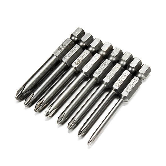 8pcs 65mm Length Hex Shank Magnetic Phillips Cross Head Screwdriver Bits