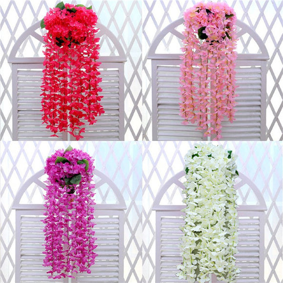 Artificial Flower Hanging Orchid Plants Leaves Bunch Plastic Party Home Garden