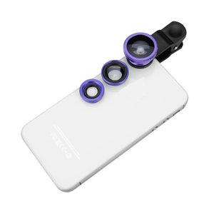 Universal 3 in 1 Clip Wide Angle Macro Fisheye Lens External Camera Lens For Mobile Phone