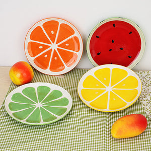 Lovely Hand Painted Plate Fruit Watermelon Lemon Ceramic Plate Creative Tableware