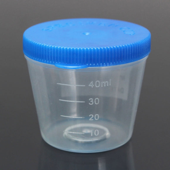 40mL Disposable Clear Graduated Plastic Specimen Sample Container Cup With Lid