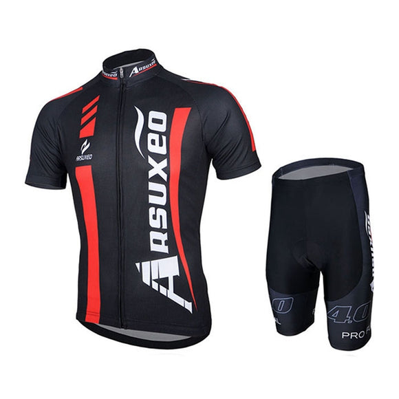 ARSUXEO Short-sleeve Suit Bicycle Bike Clothes Cycling Jersey Set Shirts Cycling Suit