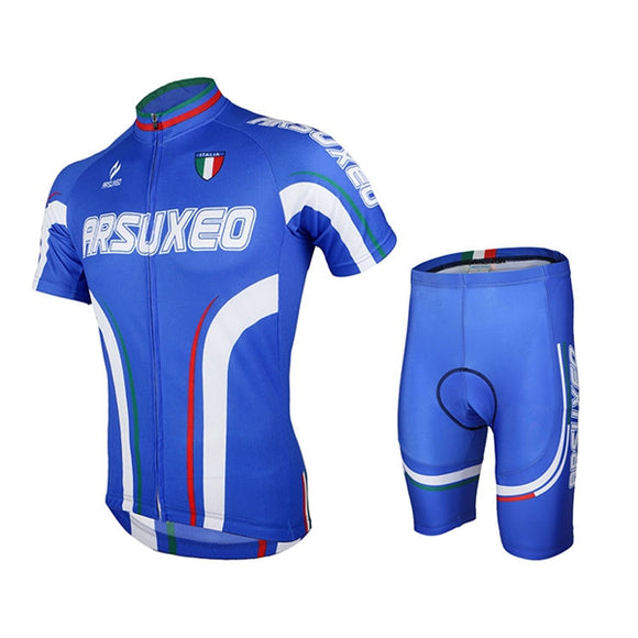 ARSUXEO Mens Cycling Short Sleeves Mountain Bike Jersey Bike Bicycle Sets Cycling Suit