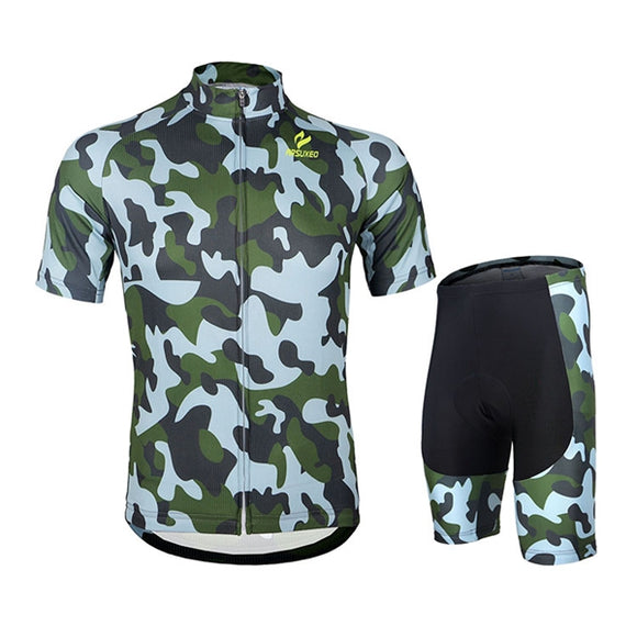 ARSUXEO Mens Cycling Jersey Mountain Bike Bicycle Short Sleeves Sets Shirts With 3D Padded