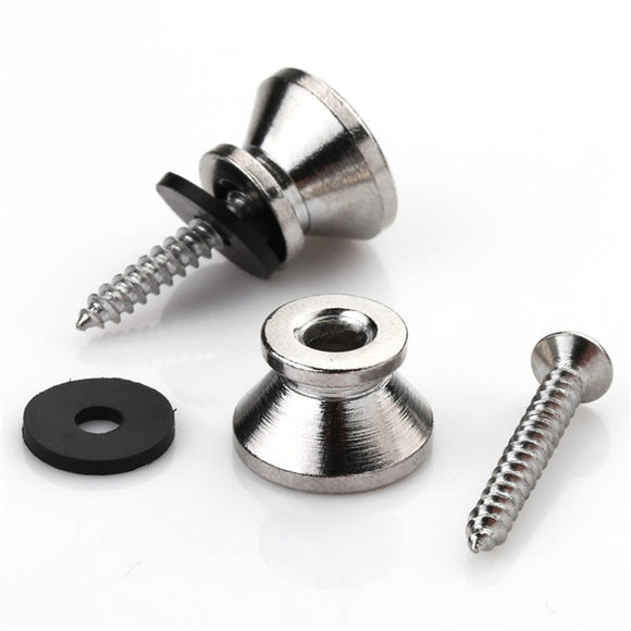 2PCS Chrome Metal End Pin Belt Buttons Strap Lock Cushion Screws For Guitar Bass