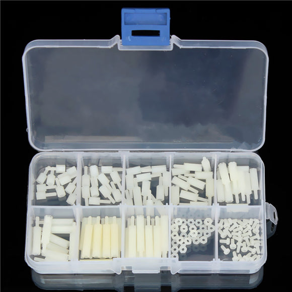 Suleve M2NH2 M2 Nylon Screw White Hex Screw Nut Nylon PCB Standoff Assortment Kit 140pcs