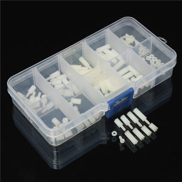 Suleve M2NH1 M2 Nylon Screw White Hex Screw Nut Nylon PCB Standoff Assortment Kit 120pcs