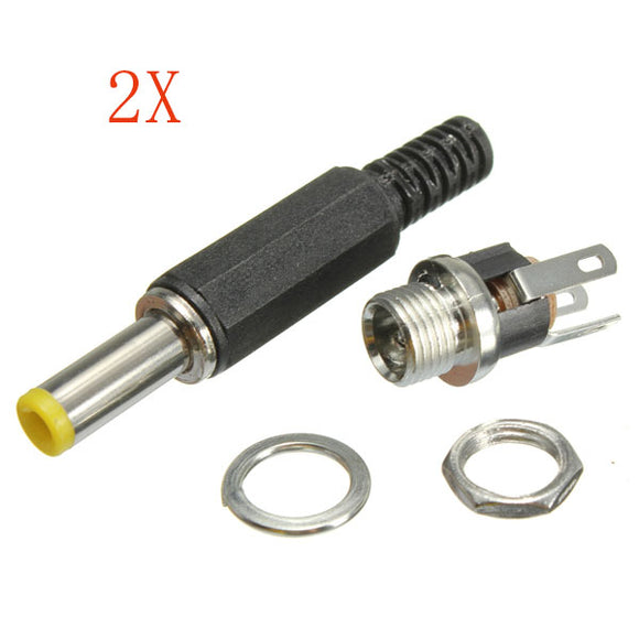 2X 2.1mm x 5.5mm DC Connector Male Plug And Female Panel Mount Socket