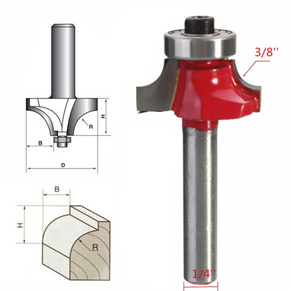 1/4 x 3/8 Inch Round Over Beading Edging Router Bit Cutter Chamfer Mill