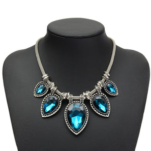 Charm Waterdrop Teardrop Crystal Bib Statement Necklace For Women