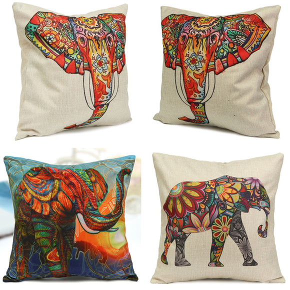 Vintage Elephant Cotton Throw Pillow Case Waist Cushion Cover Home Sofa Car Decor