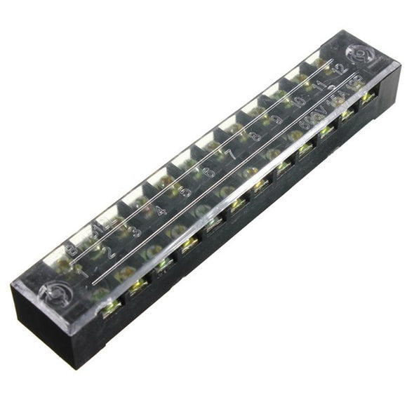 600V 15A Dual Row 12 Position Screw Terminal Electric Barrier Strip Block