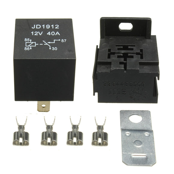 40A AMP 12V 4 Pin Relay Socket Base Terminals For Motorcycle Car Van Boat Automotive