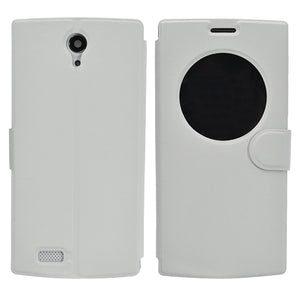 Original View Window Leather Case For AMIGOO MG100 White