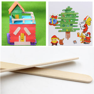 50PCS Wooden Popsicle Ice Cream Sticks Kids Arts Lolly Cake Craft Sticks DIY Handcrafts Materials