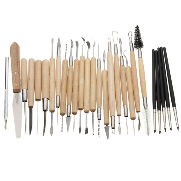 27pcs Silicone Rubber Shaper Pottery Clay Sculpture Carving Fimo Modeling Tool Set