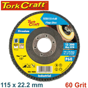 FLAP DISC ZIRCONIUM 115MM 60GRIT ANGLED