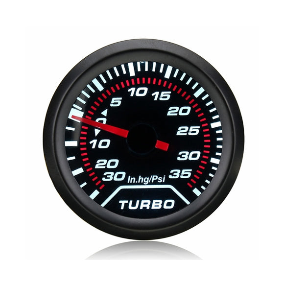 Universal 52mm 2 White LED Car Turbo Boost Press Pressure Gauge Smoked Dial Psi