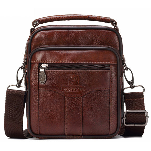 FUZHINIAO Men Genuine Leather Messenger Bags Handbag Male Crossbody Strap Tote Briefcase