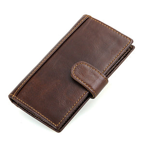 Men Genuine Leather RFID Blocking Secure Long Secretary Wallet Vintage Card Holder