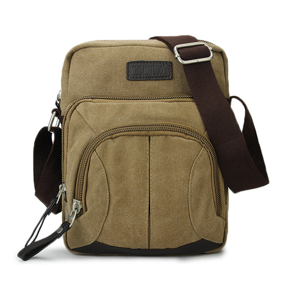 Men Canvas Leisure Retro Crossbody Bag Capacity Travel Shoulder Bag