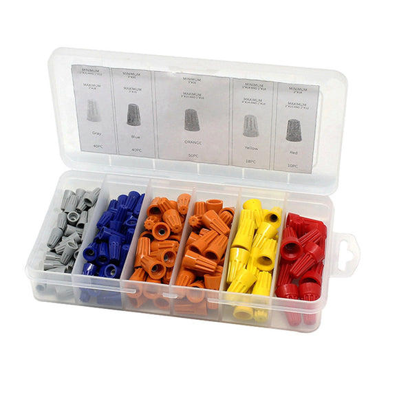 158pcs Wire Connector Terminal Twist Electrical Nut Spring Cap Assortment Set Kit