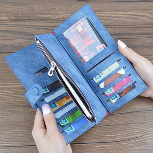 Women Denim Long Wallet Hasp Purse 10 Card Holder 5.5'' Phone Bags For Iphone Huawei