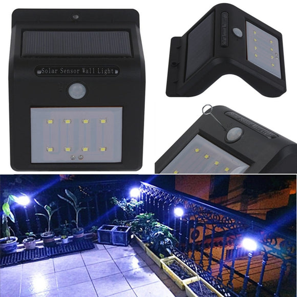 Solar Power 8 LED Security Wall Light PIR Motion Sensor Outdoor Waterproof Lamp