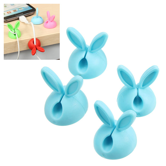 4Pcs Rabbit Ears Desktop Cable Drop Clip Wire Cord Holder Organizer 4 Colors