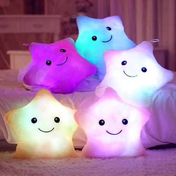 Honana WX-222 Plush Colorful LED Light Star Shape Throw Pillow Home Sofa Party Decor Toys Gift