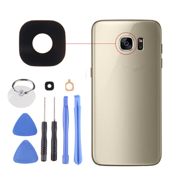 Black Rear Camera Glass Adhesive Lens Cover + Tools for Samsung Galaxy S7 Edge