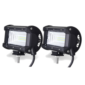 5 Inch 72W LED Work Light Bars Flood Beam IP67 10-30V White 2PCS for Jeep Off Road SUV Truck