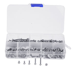 Suleve M2.5SH2 250Pcs M2.5 Hex Socket Flat Head Screw 304 Stainless Steel Allen Bolt Assortment