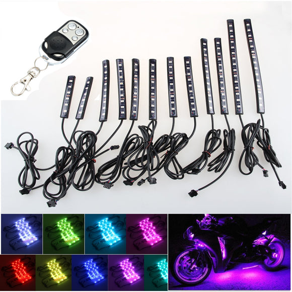 12Pcs 18 Colors Motorcycle LED Neon Flexible Strips Light Lighting Kit 2 Million