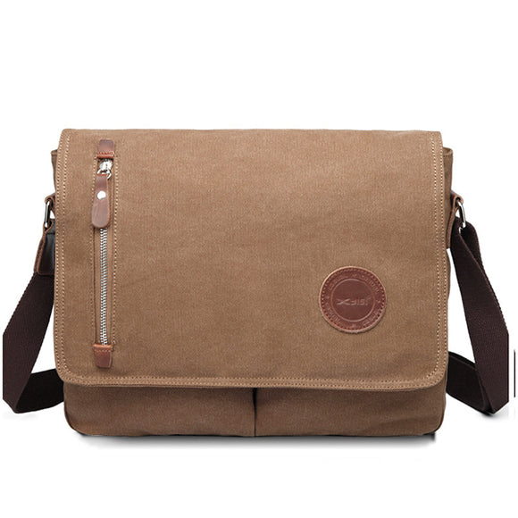 Men Canvas Shoulder Bag Casual Messenger Bag Retro Laptop Bag